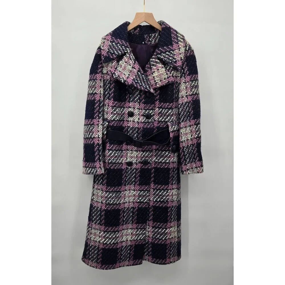 Vintage Tweed Belted Coat Size Medium? Belted Purple